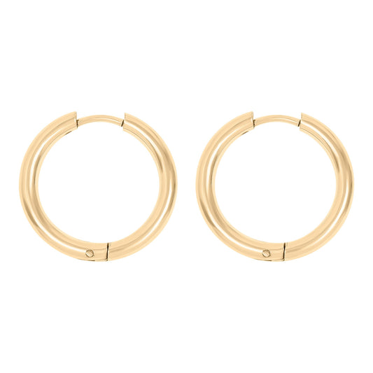 18K Gold PVD Circle Huggie Hoop Earrings