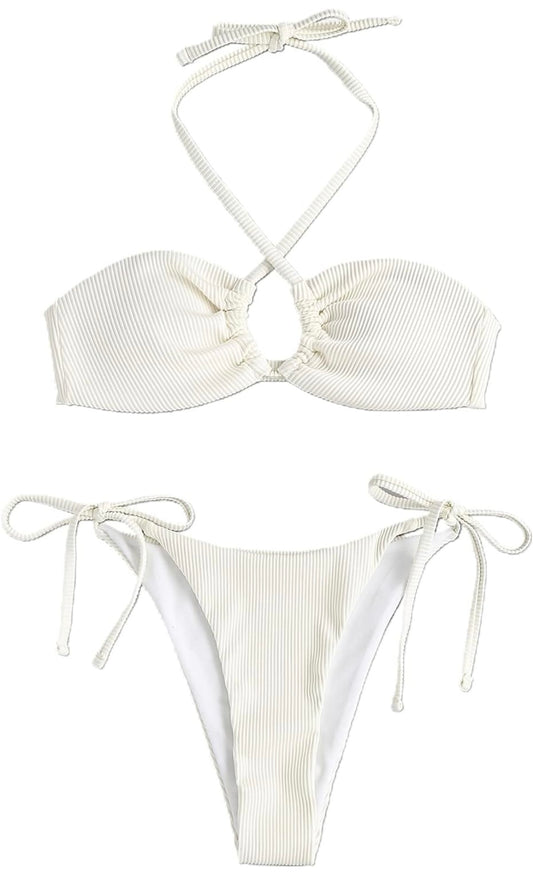 Blanc Cutout Tie Bikini