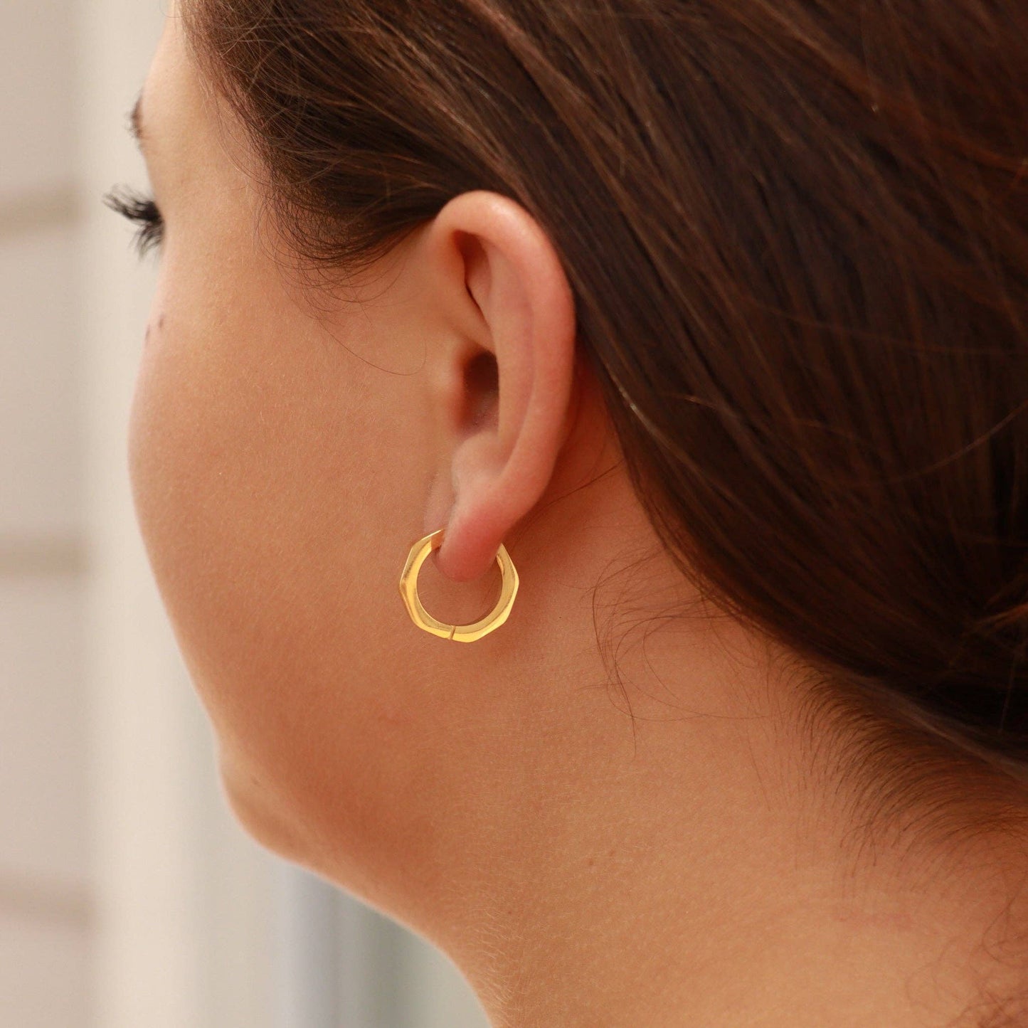 18K Gold PVD Geometric Huggie Hoop Earrings