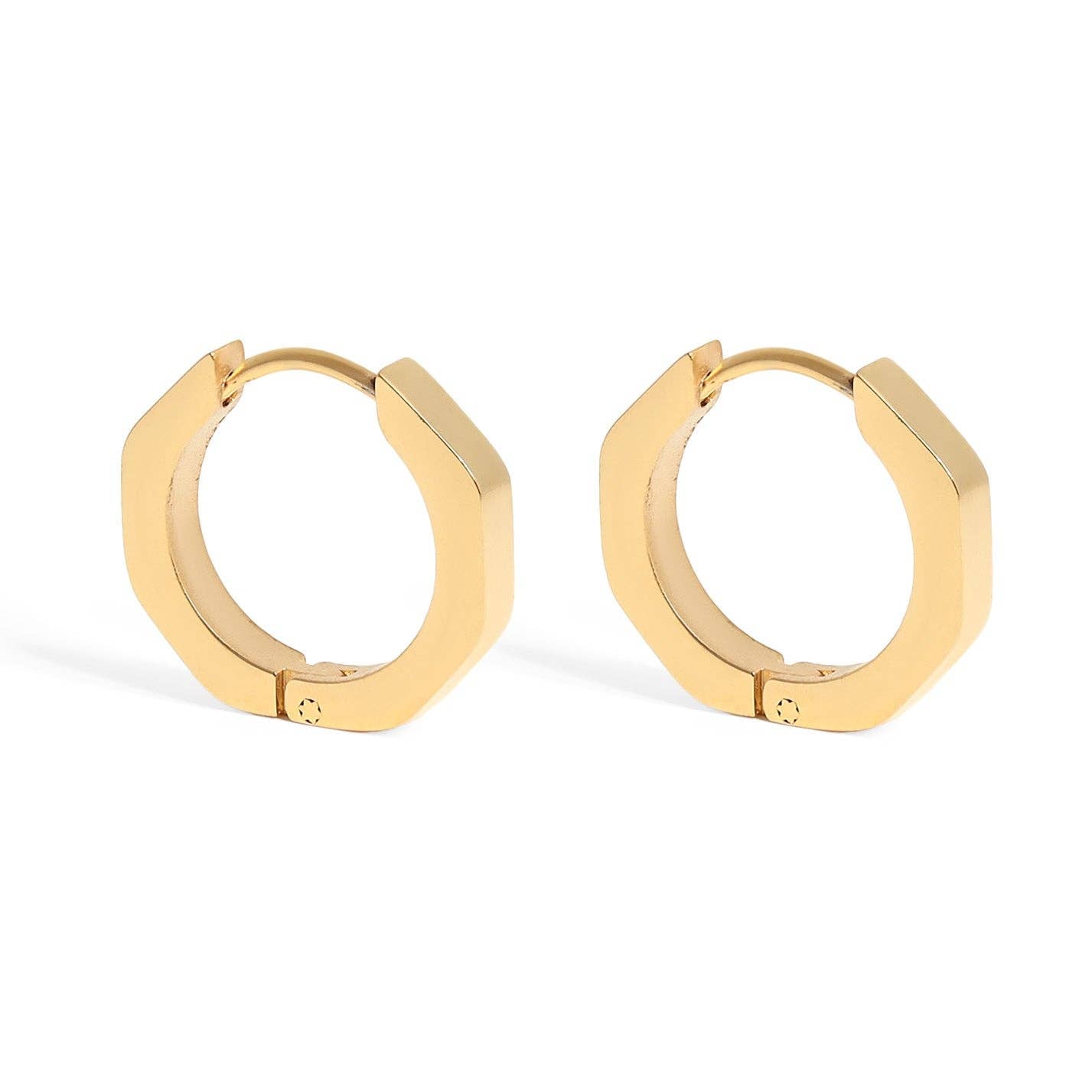 18K Gold PVD Geometric Huggie Hoop Earrings