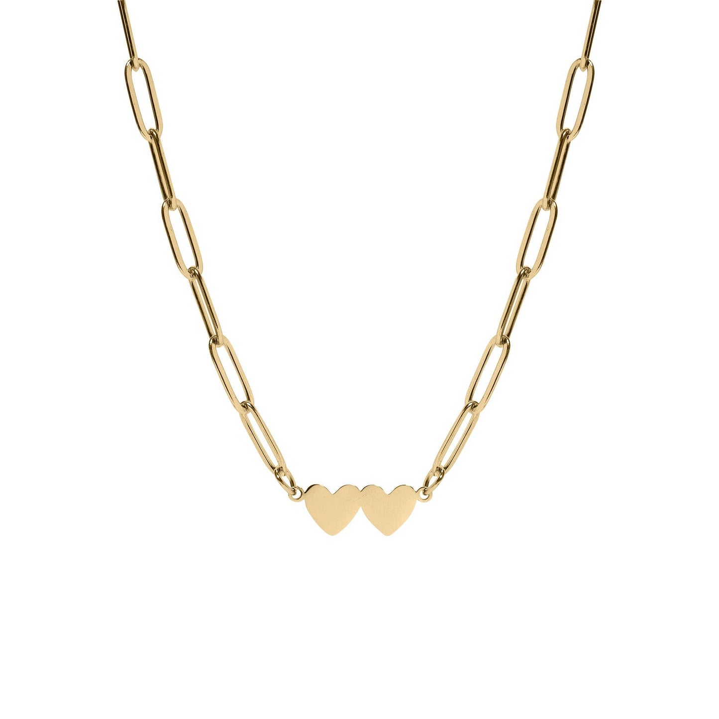 18K Gold Heart Paperclip Necklace