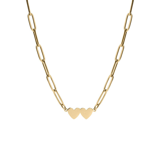 18K Gold Heart Paperclip Necklace