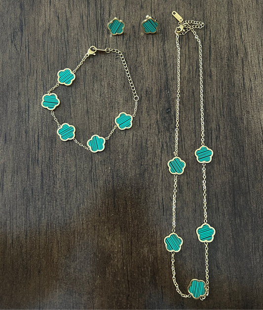 18K Gold-Plated Clover Jewelry Set