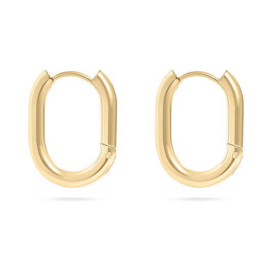 18K Gold PVD Oval Huggie Earrings