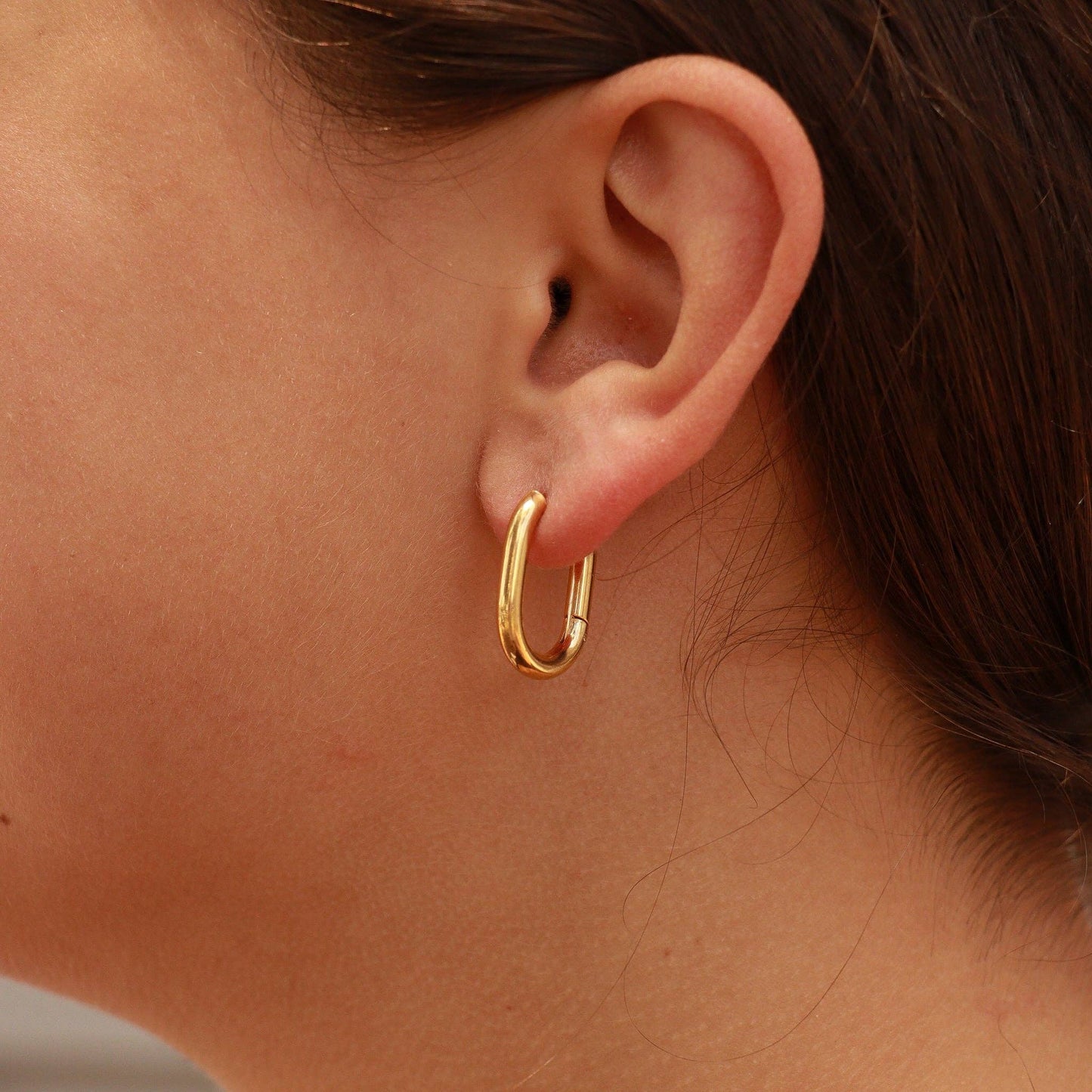 18K Gold PVD Oval Huggie Earrings